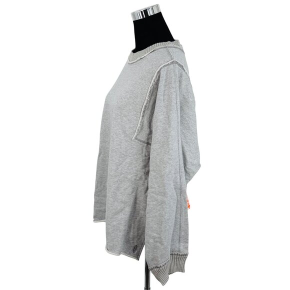 NWT Free People Gray Slouchy Crew Neck Sweater| Coastal Grandmother Quiet Luxury - Picture 6 of 16
